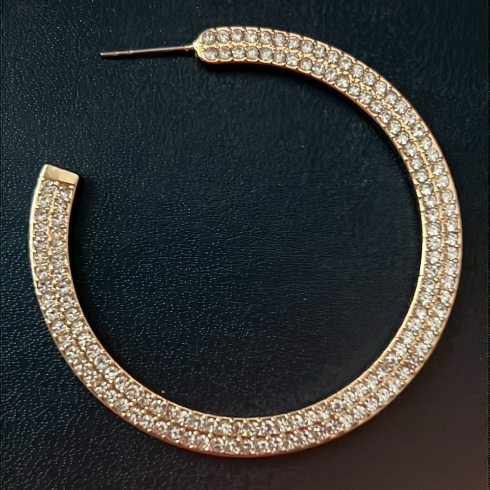 BAUBLEBAR Gold Hoop Earrings Rhinestone - Picture 2 of 3